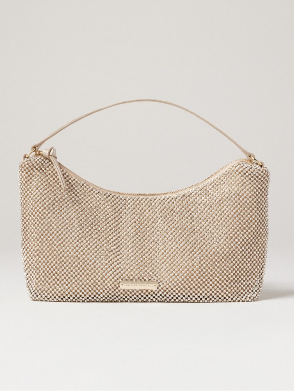 Loeffler Randall Diamante Baguette Beaded Shoulder Bag in Light Gold
